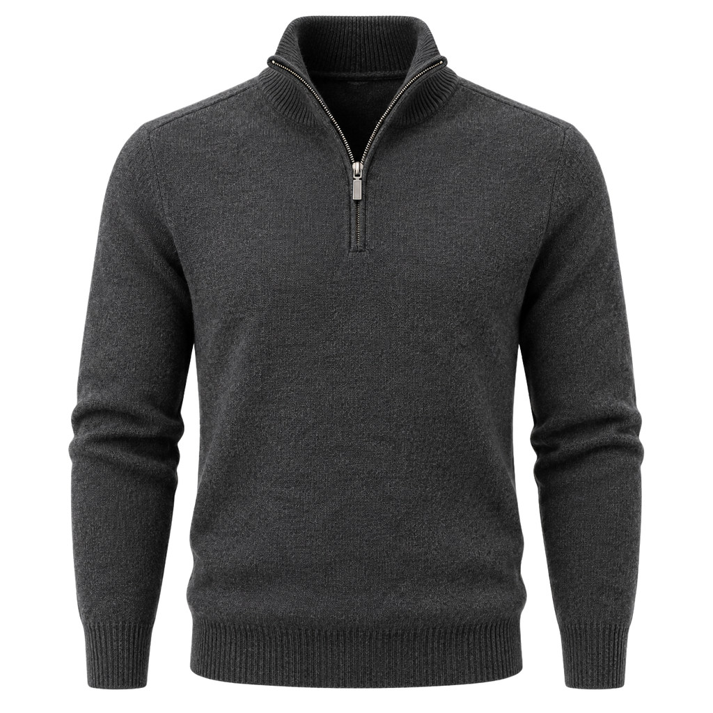 Premium Fine-Knit Quarter-Zip Jumper – Charcoal Grey | HAVRELLORN