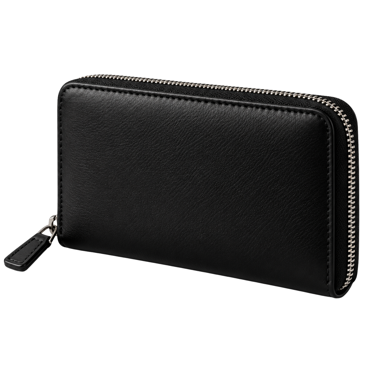 Premium Leather Zip-Around Wallet – Classic Black | HAVRELLORN