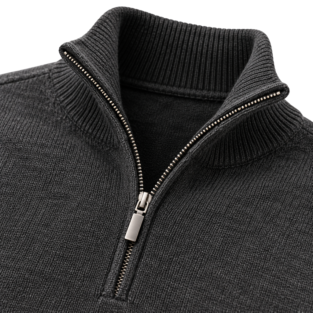 Premium Fine-Knit Quarter-Zip Jumper – Charcoal Grey | HAVRELLORN