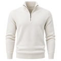 Premium Fine-Knit Quarter-Zip Jumper – Ivory White | HAVRELLORN