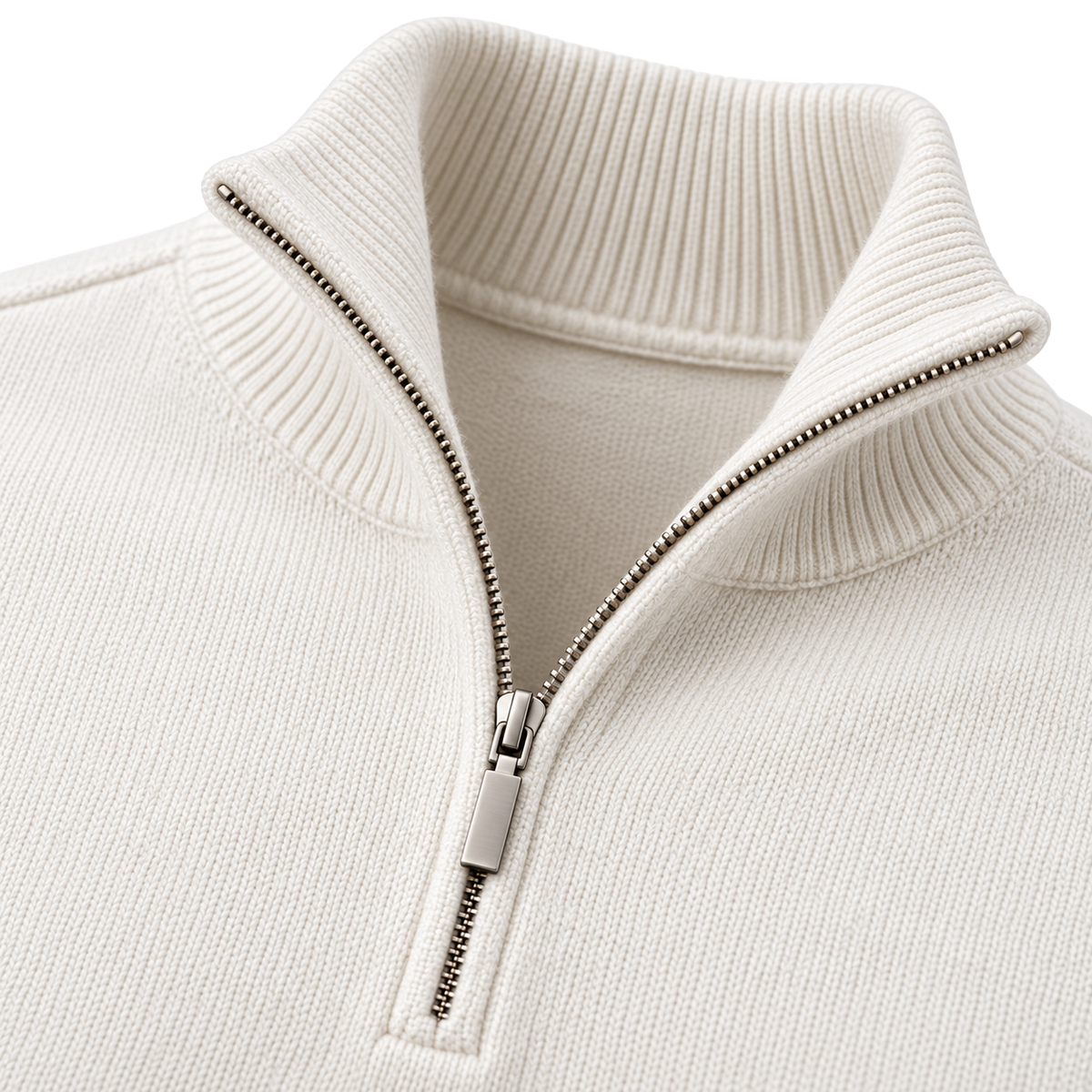 Premium Fine-Knit Quarter-Zip Jumper – Ivory White | HAVRELLORN