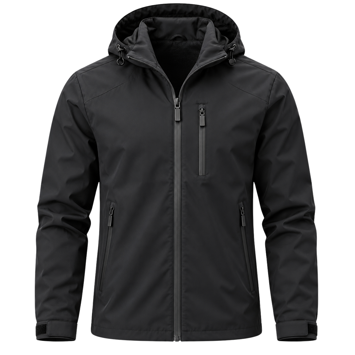 Premium Waterproof Hooded Jacket – Midnight Black | HAVRELLORN