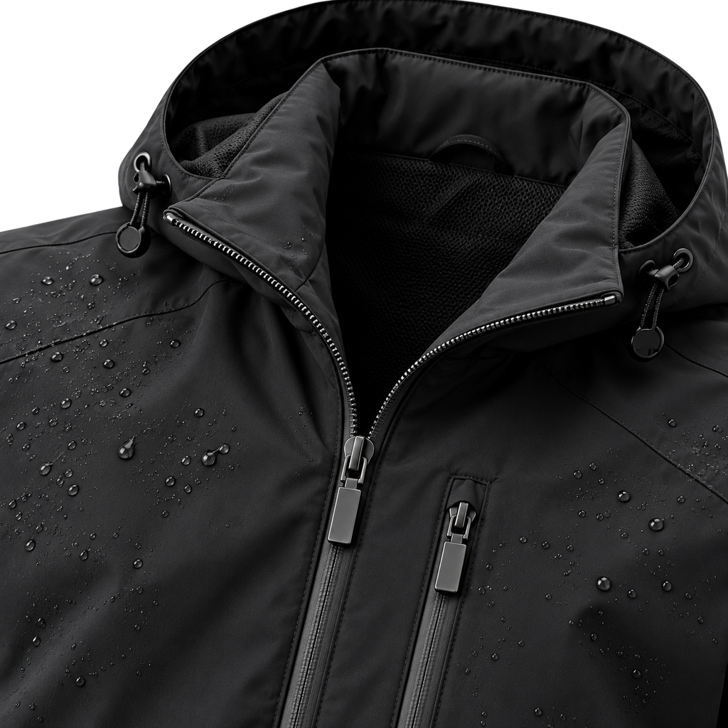 Premium Waterproof Hooded Jacket – Midnight Black | HAVRELLORN